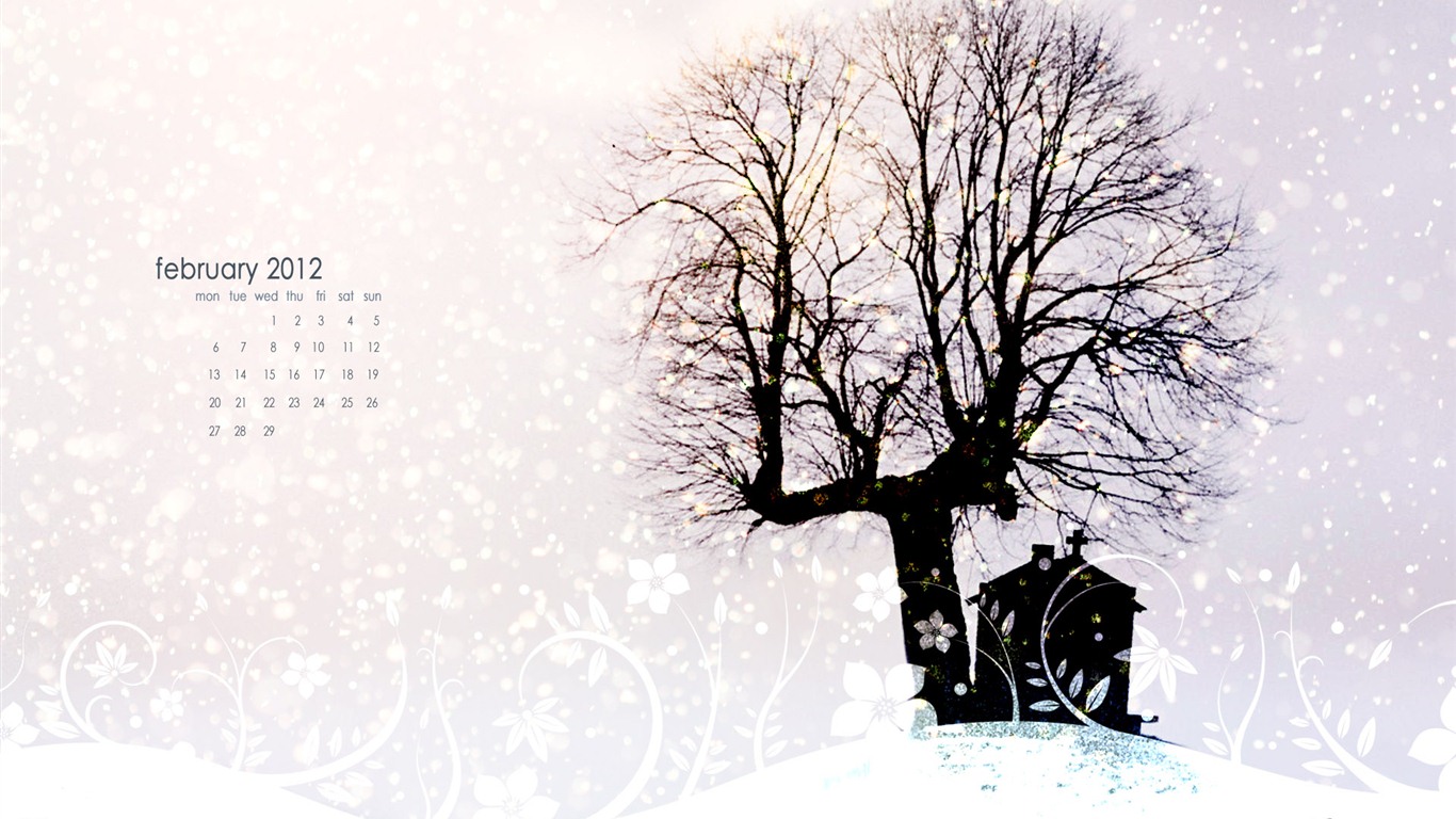 February 2012 Calendar Wallpaper (2) #15 - 1366x768