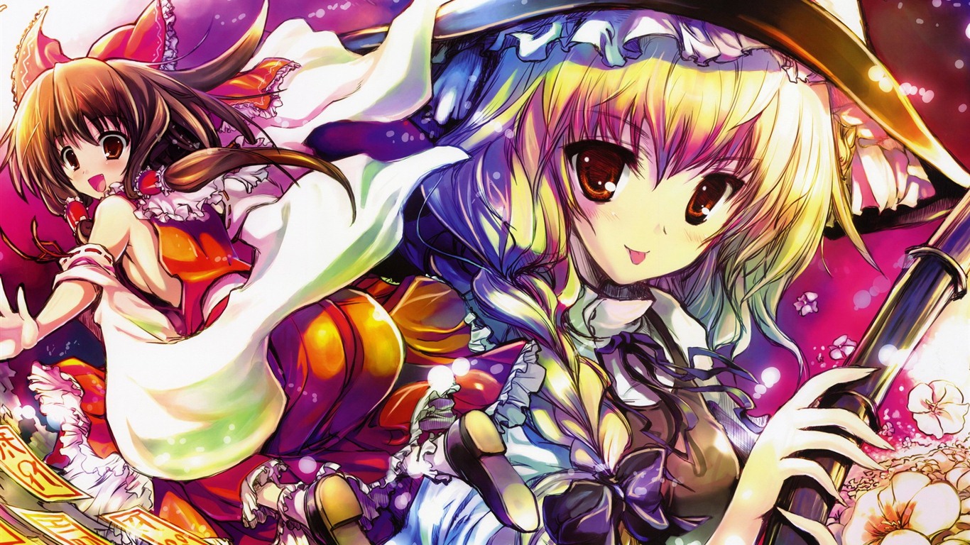 Touhou Project de dibujos animados fondos de pantalla de alta definición #12 - 1366x768