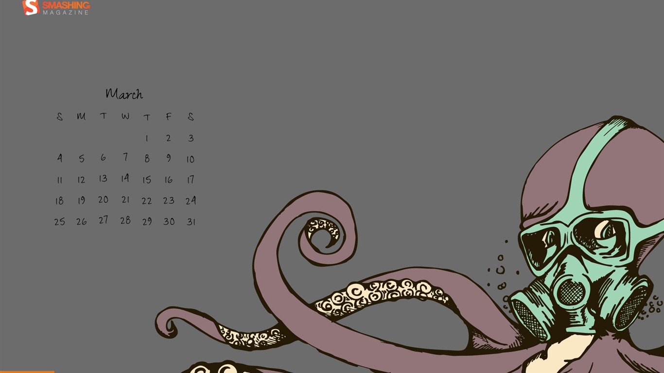 03. 2012 Kalendář Wallpaper #2 - 1366x768