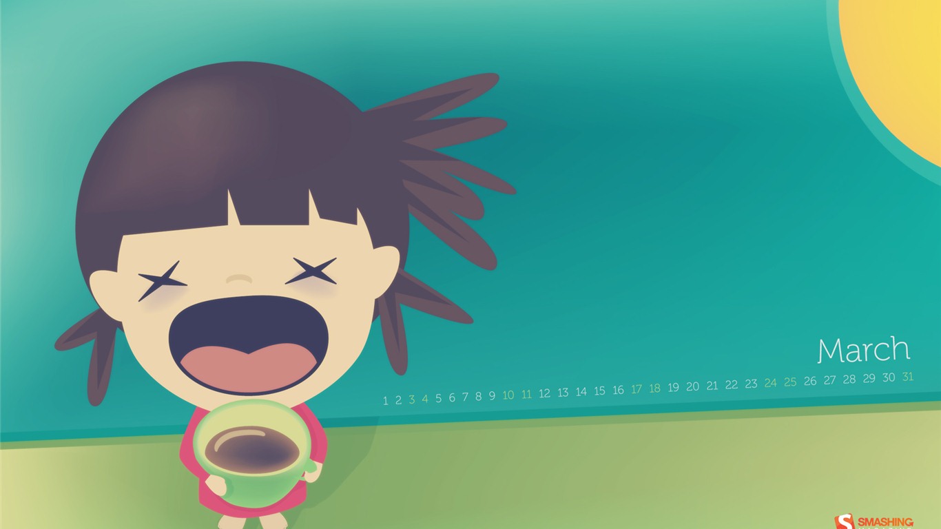 2012年3月カレンダー壁紙 #6 - 1366x768