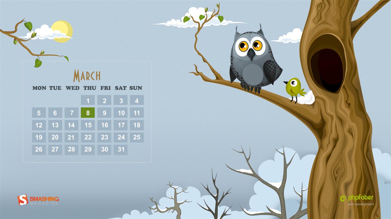 März 2012 Kalender Wallpaper #15 - 1366x768