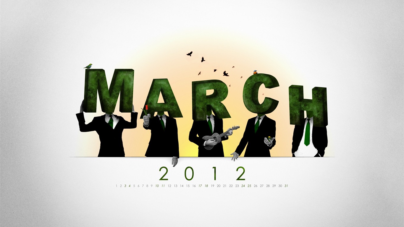 März 2012 Kalender Wallpaper #18 - 1366x768