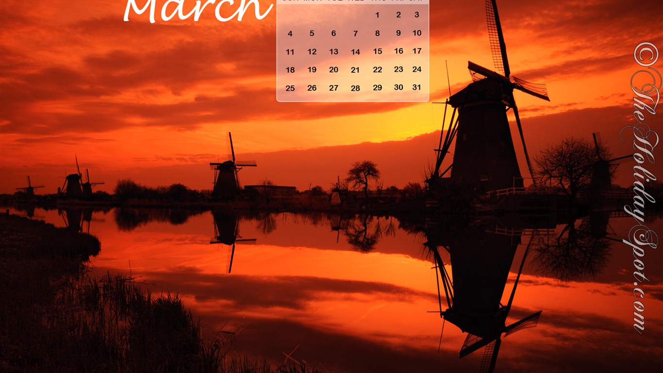 März 2012 Kalender Wallpaper #20 - 1366x768