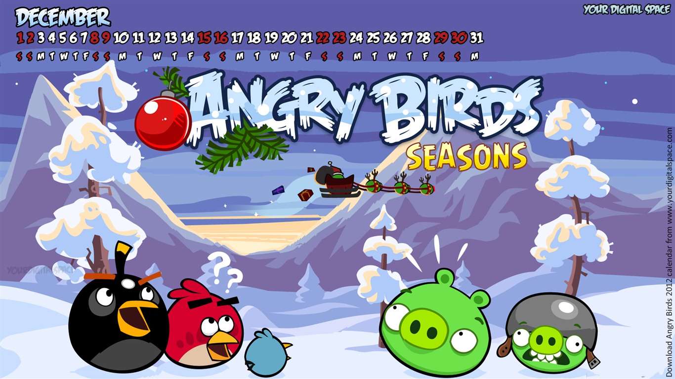 Angry Birds 2012 Kalender Wallpaper #1 - 1366x768