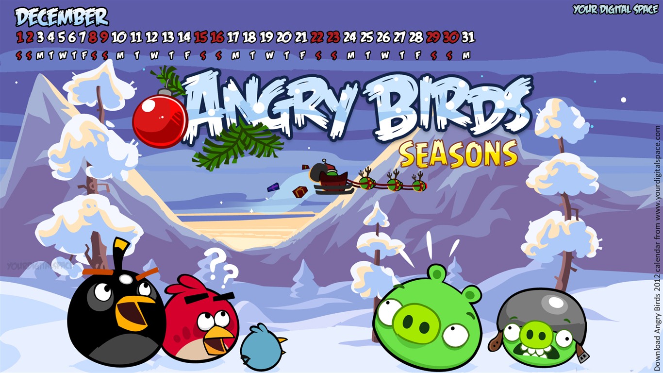 Angry Birds 憤怒的小鳥 2012年年曆壁紙 #1 - 1366x768