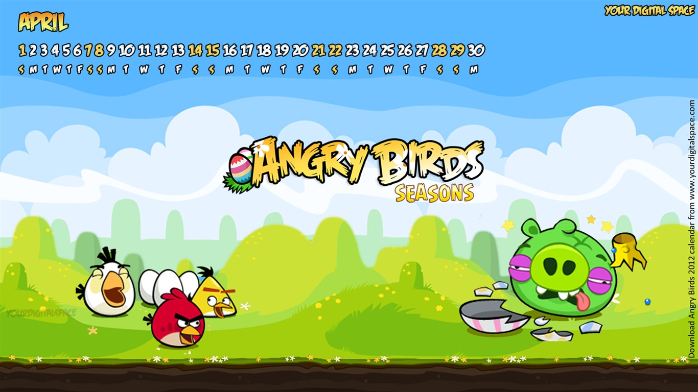 Angry Birds 憤怒的小鳥 2012年年曆壁紙 #2 - 1366x768
