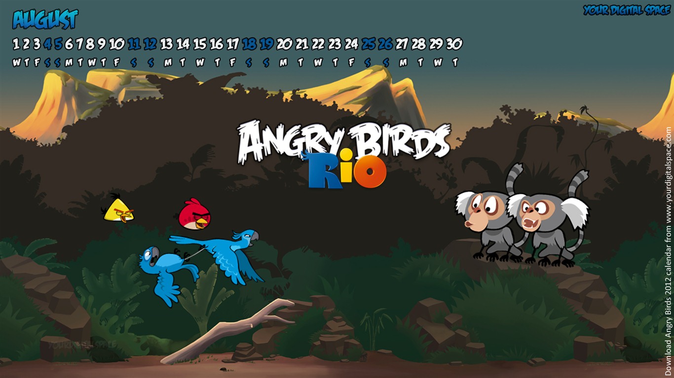 Angry Birds 憤怒的小鳥 2012年年曆壁紙 #3 - 1366x768