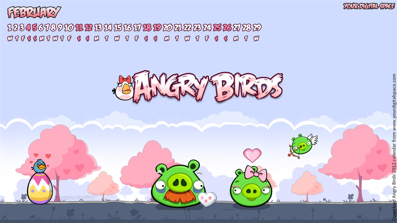 Angry Birds 2012 Kalendář tapeta #4 - 1366x768