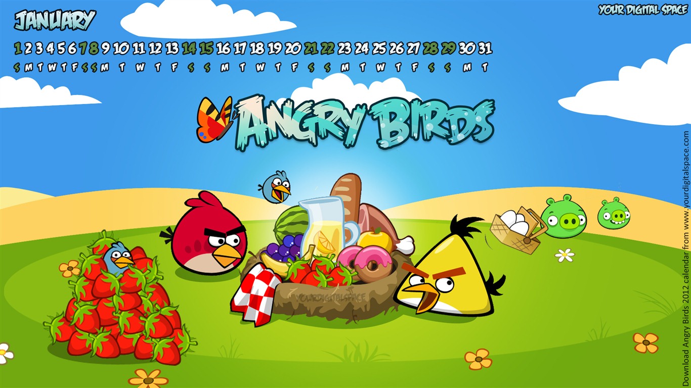 Angry Birds 憤怒的小鳥 2012年年曆壁紙 #5 - 1366x768
