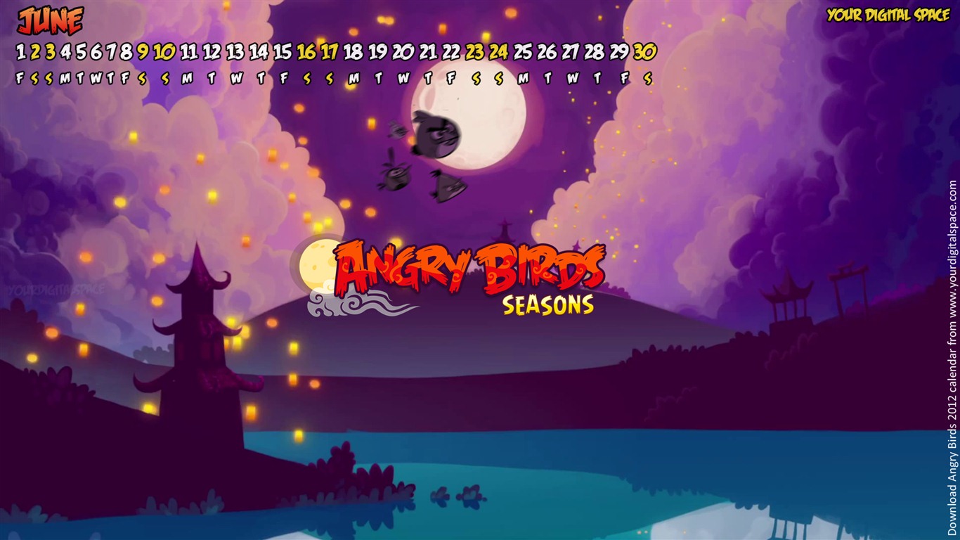 Angry Birds 2012 calendario fondos de escritorio #7 - 1366x768