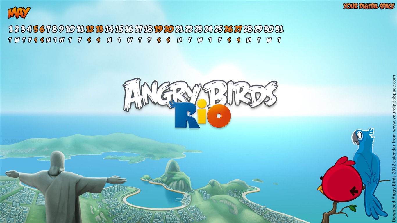 Angry Birds 2012 calendario fondos de escritorio #9 - 1366x768