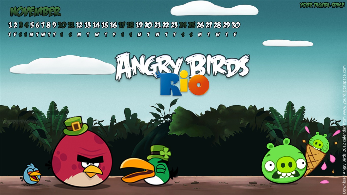 Angry Birds 憤怒的小鳥 2012年年曆壁紙 #10 - 1366x768