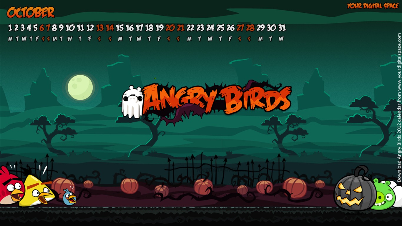Angry Birds 憤怒的小鳥 2012年年曆壁紙 #11 - 1366x768