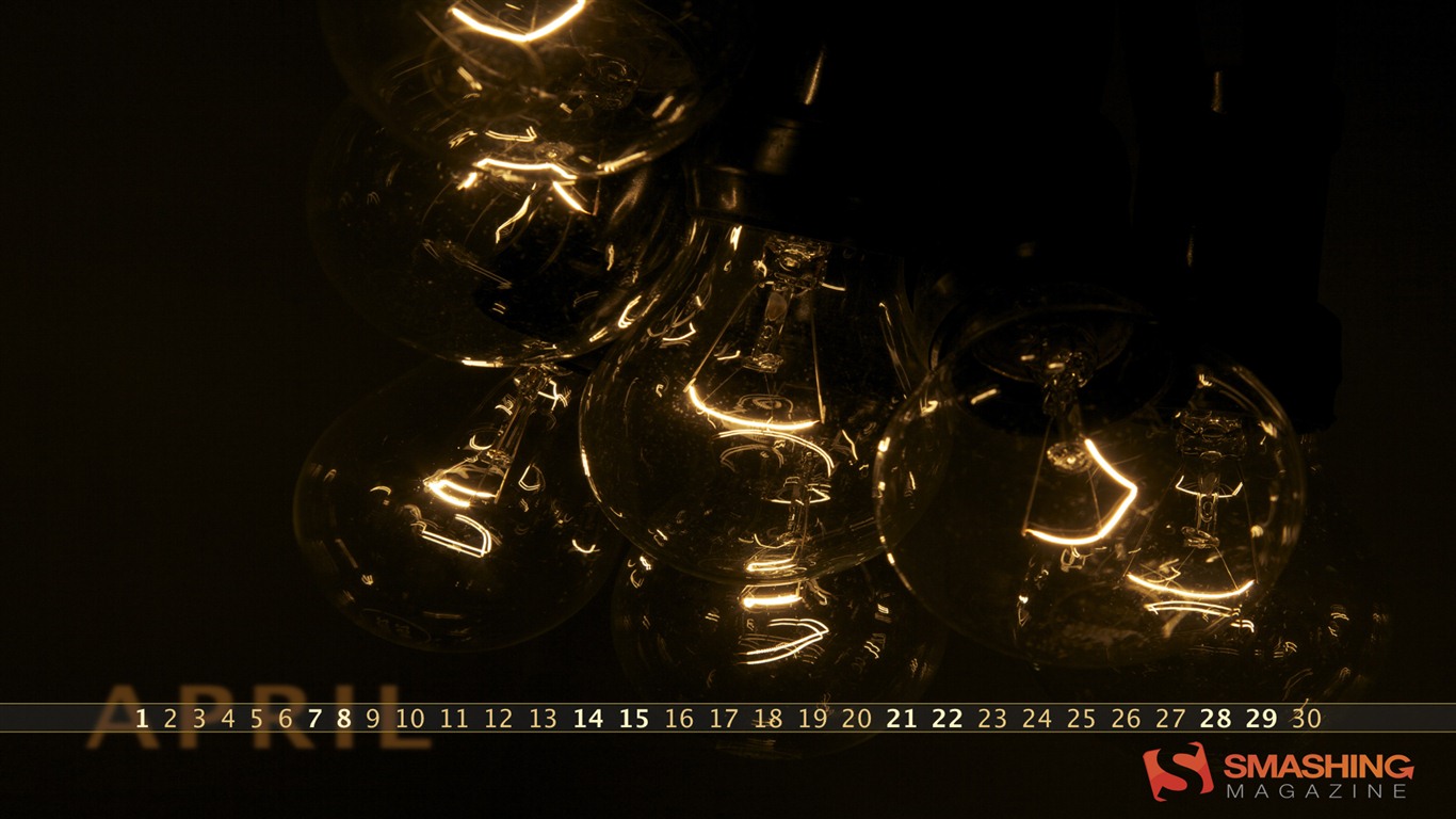 2012年4月カレンダー壁紙 (1) #8 - 1366x768