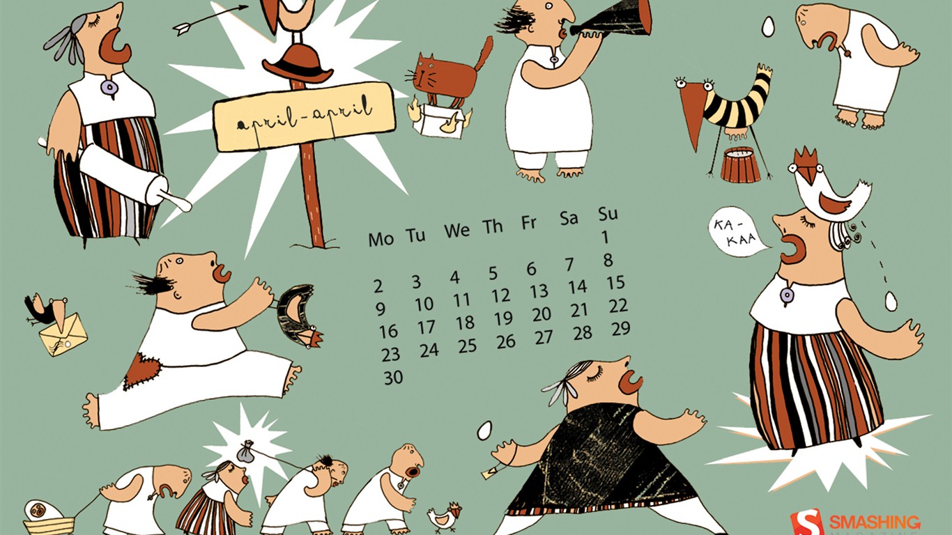 2012年4月カレンダー壁紙 (1) #9 - 1366x768