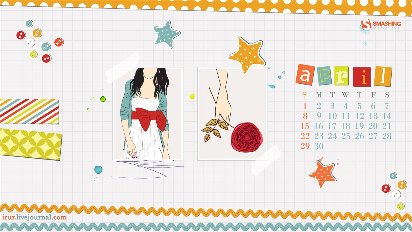 April 2012 Kalender Wallpaper (2) #6 - 1366x768