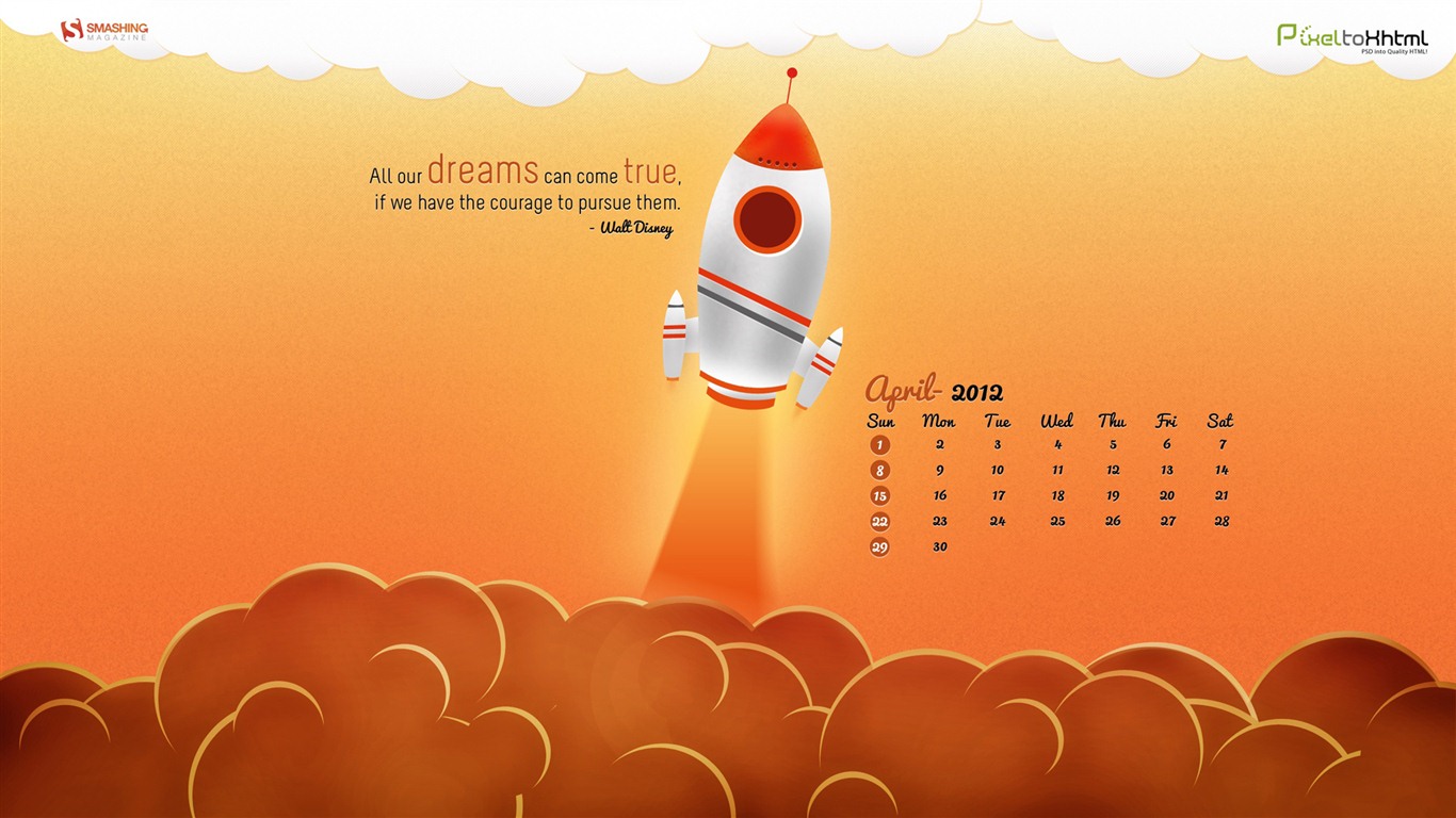 April 2012 Kalender Wallpaper (2) #8 - 1366x768