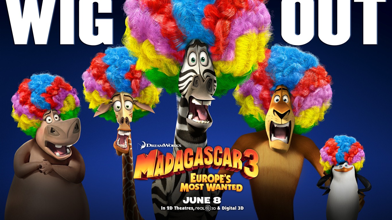 Madagaskar 3: Evropští Most Wanted HD tapety na plochu #1 - 1366x768
