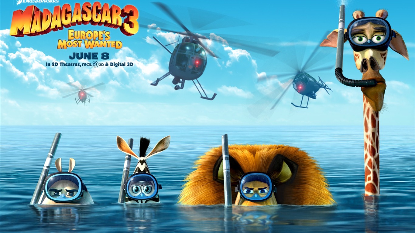 Madagascar 3: Europe's Most Wanted 馬達加斯加3：歐洲大圍捕 高清壁紙 #10 - 1366x768