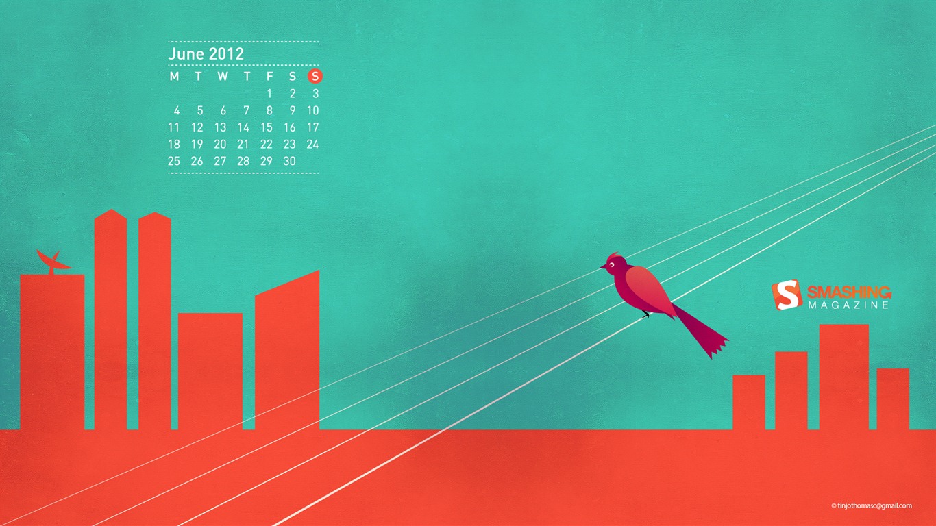 2012年6月 月曆壁紙(二) #13 - 1366x768