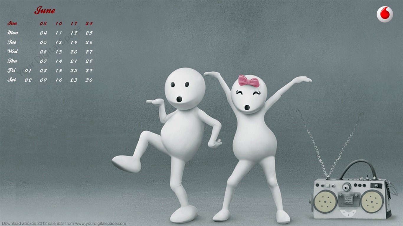 June 2012 Calendar wallpapers (2) #20 - 1366x768