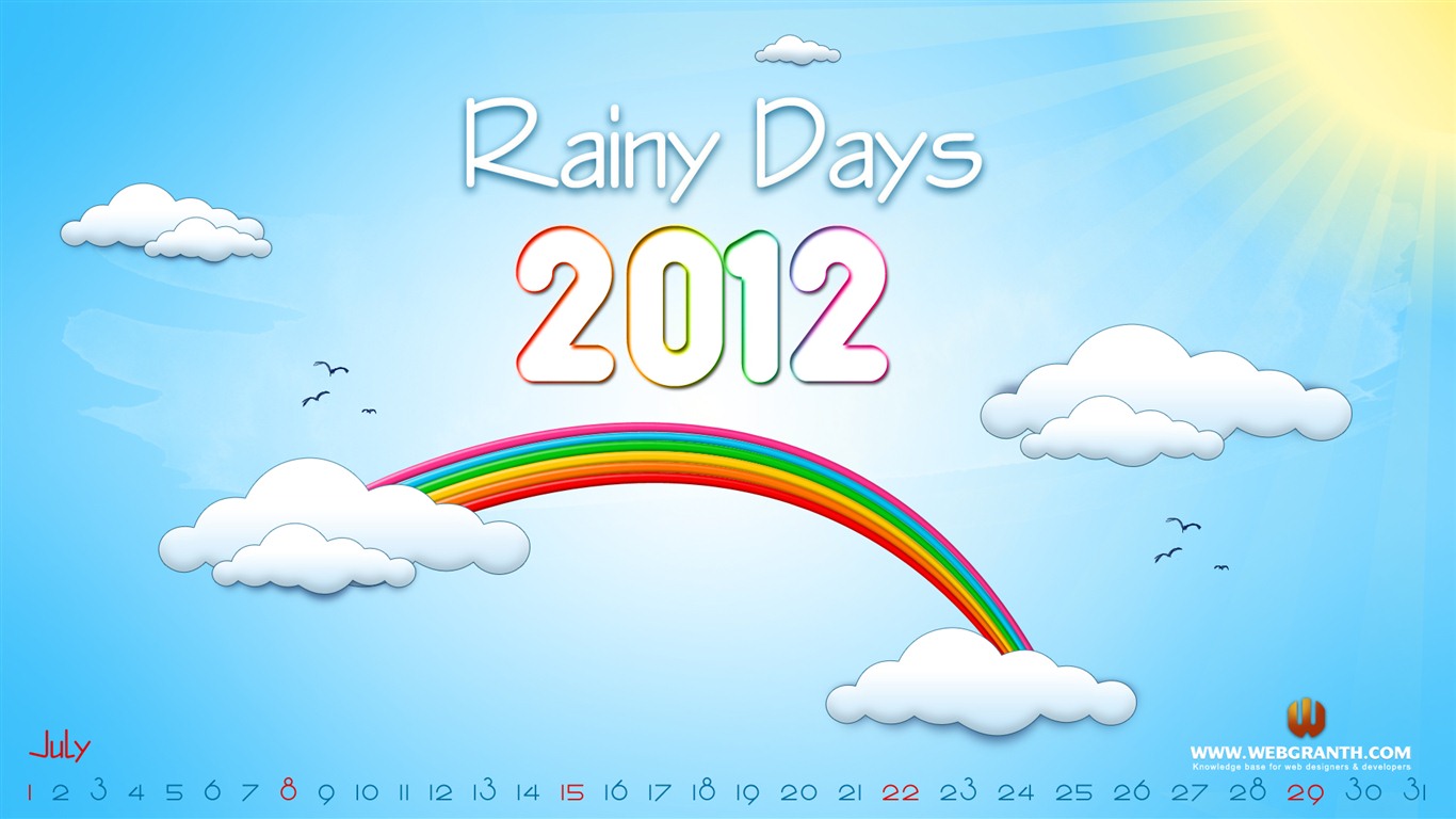 2012年7月 月曆壁紙(一) #7 - 1366x768