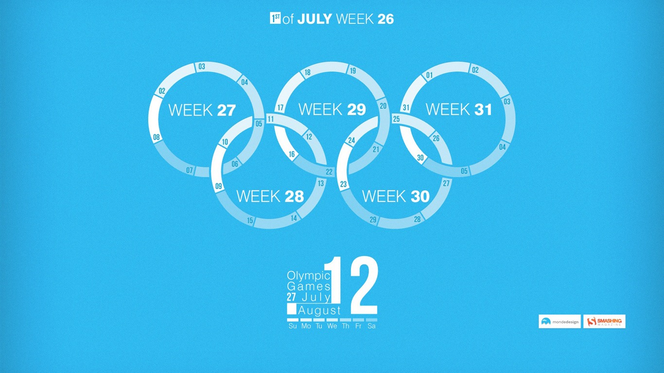 Července 2012 Kalendář Tapety na plochu (1) #19 - 1366x768