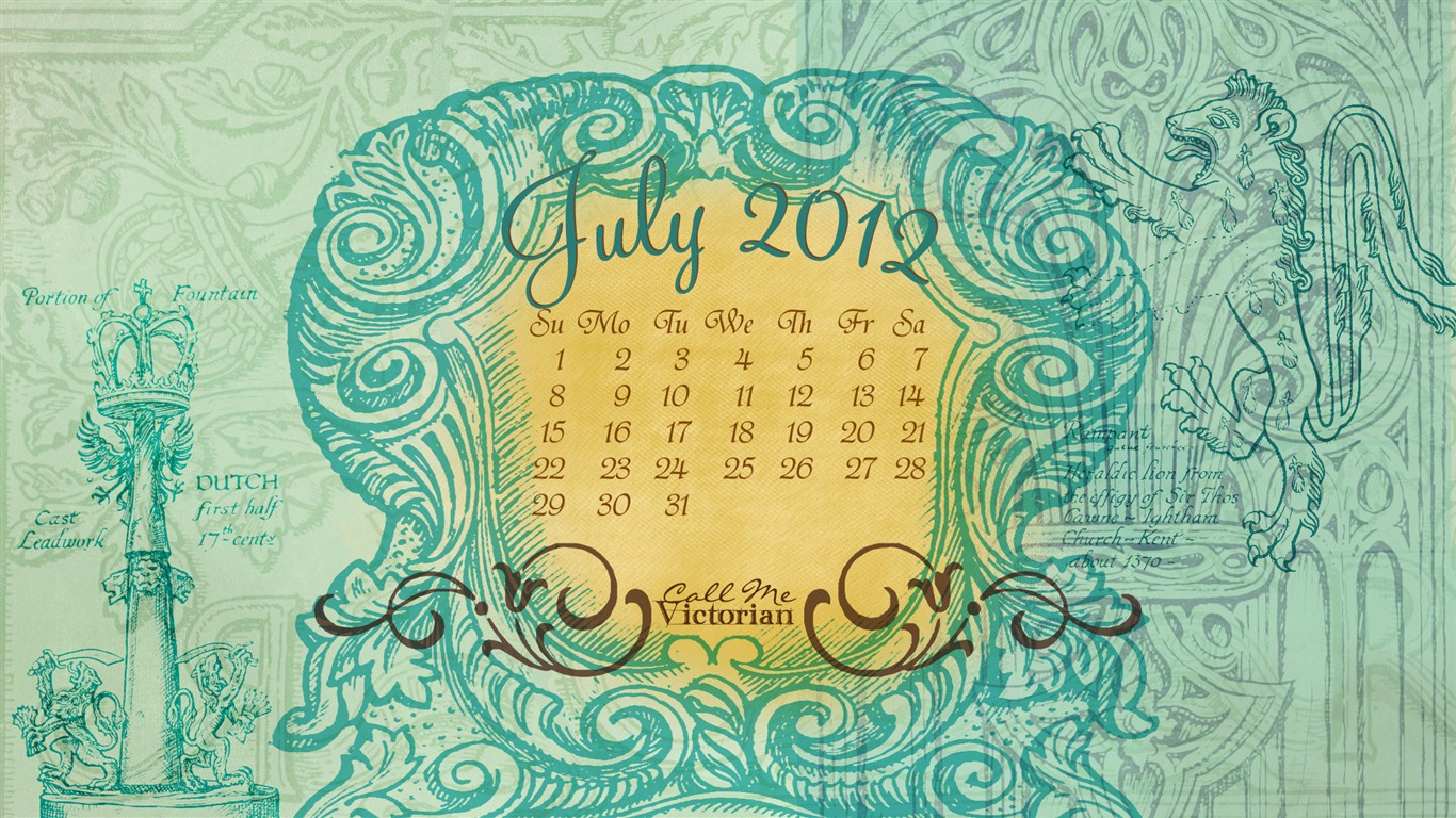 Juli 2012 Kalender Wallpapers (2) #17 - 1366x768