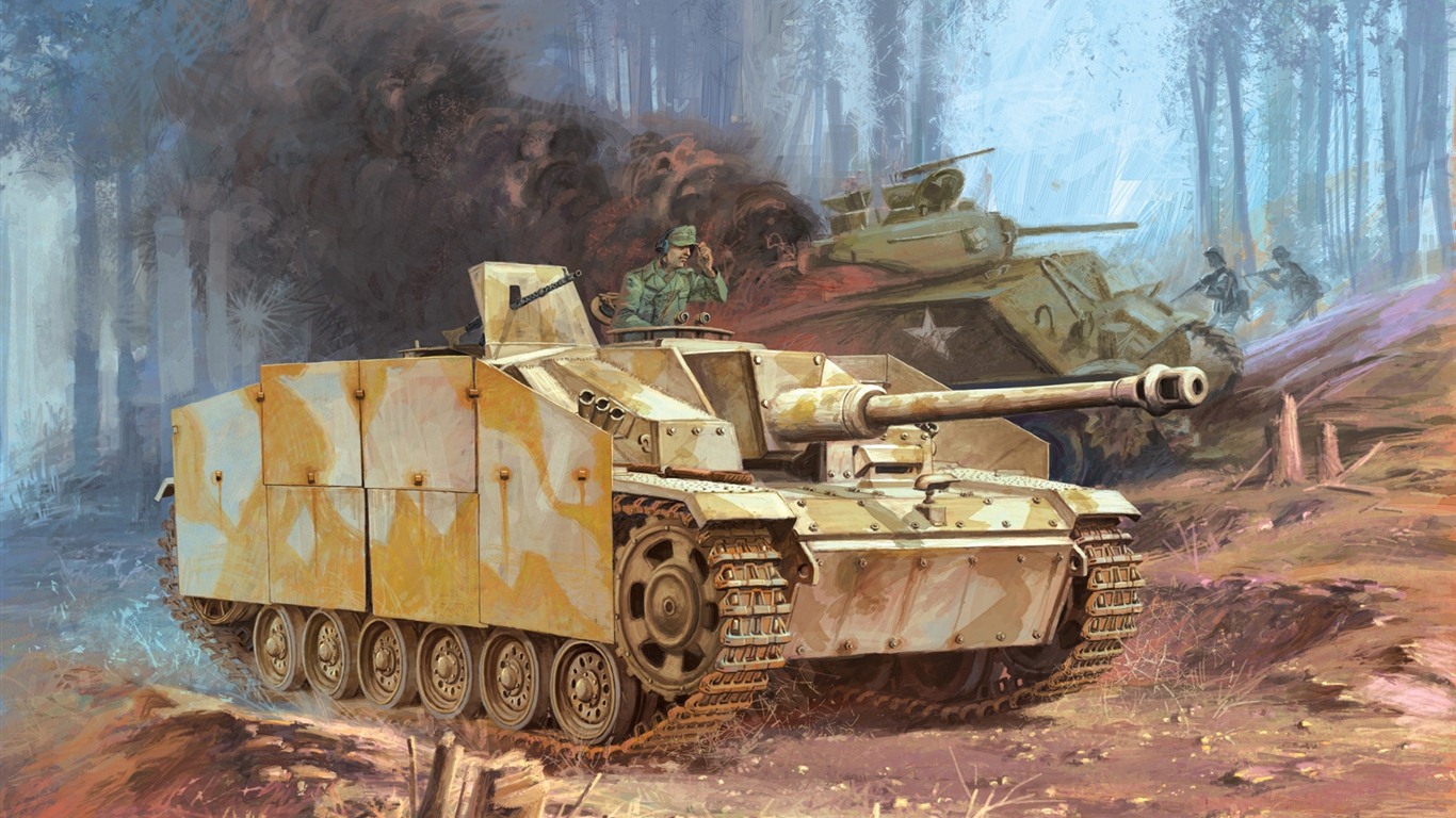 Военный танков, боевых бронированных картины HD обои #3 - 1366x768