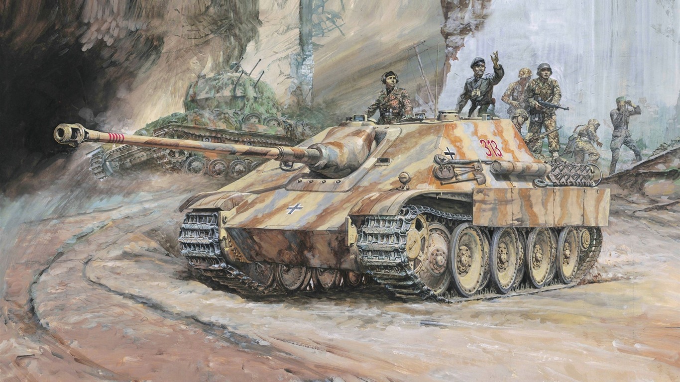 Les chars d'assaut, véhicules blindés de fonds d'écran HD de peinture #4 - 1366x768