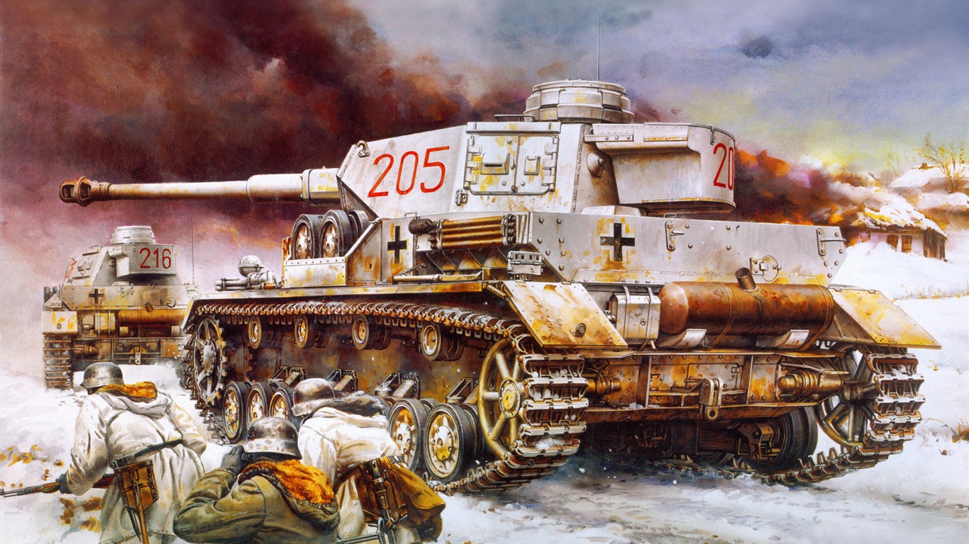 Tanques blindados militares, fondos de pantalla de pintura de alta definición #15 - 1366x768