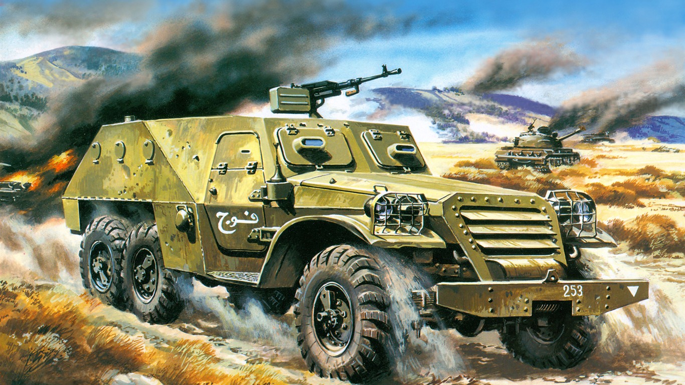 Military tanks, armored HD painting wallpapers #17 - 1366x768