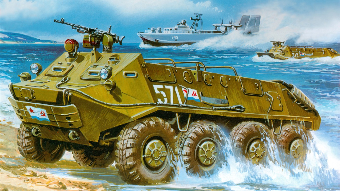 Tanques blindados militares, fondos de pantalla de pintura de alta definición #18 - 1366x768