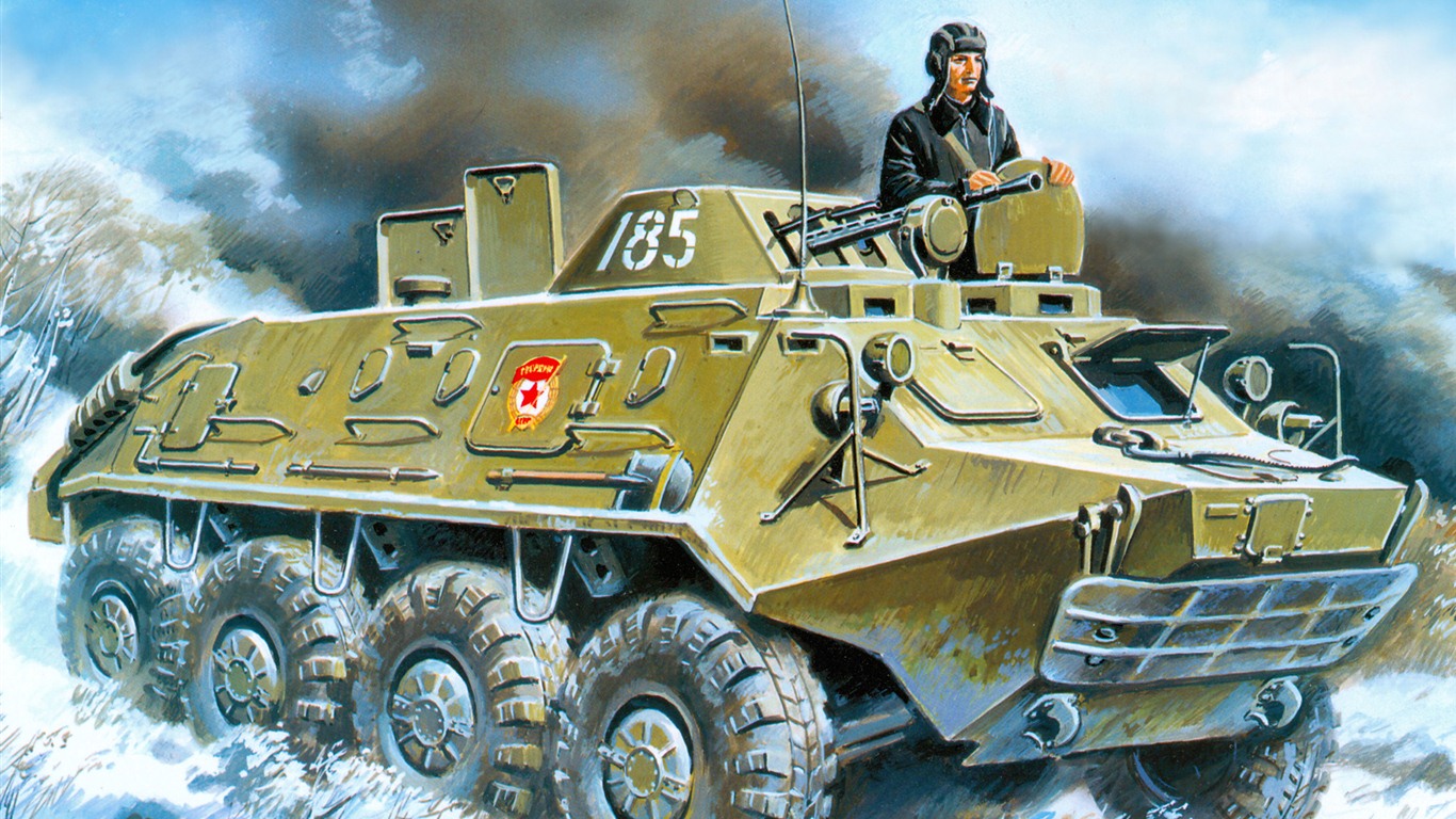 Military tanks, armored HD painting wallpapers #19 - 1366x768