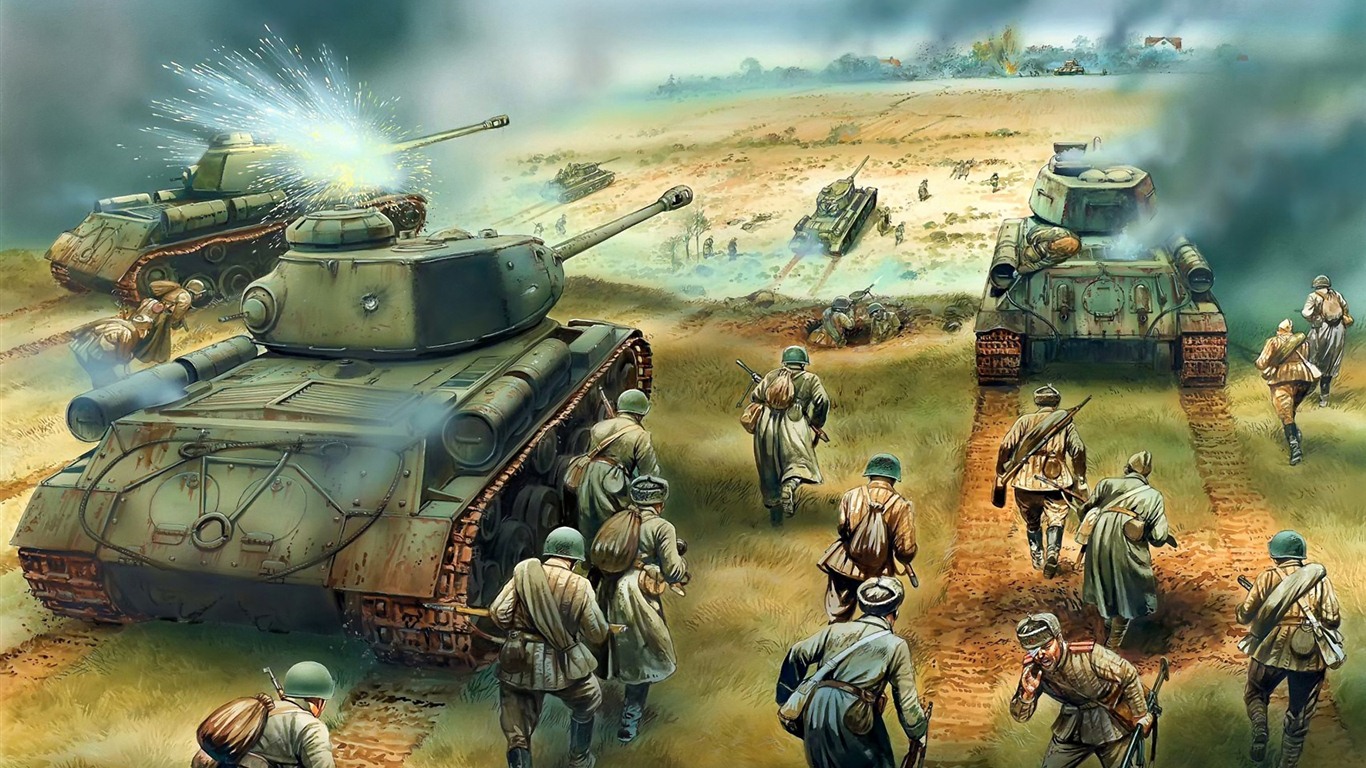Tanques blindados militares, fondos de pantalla de pintura de alta definición #20 - 1366x768