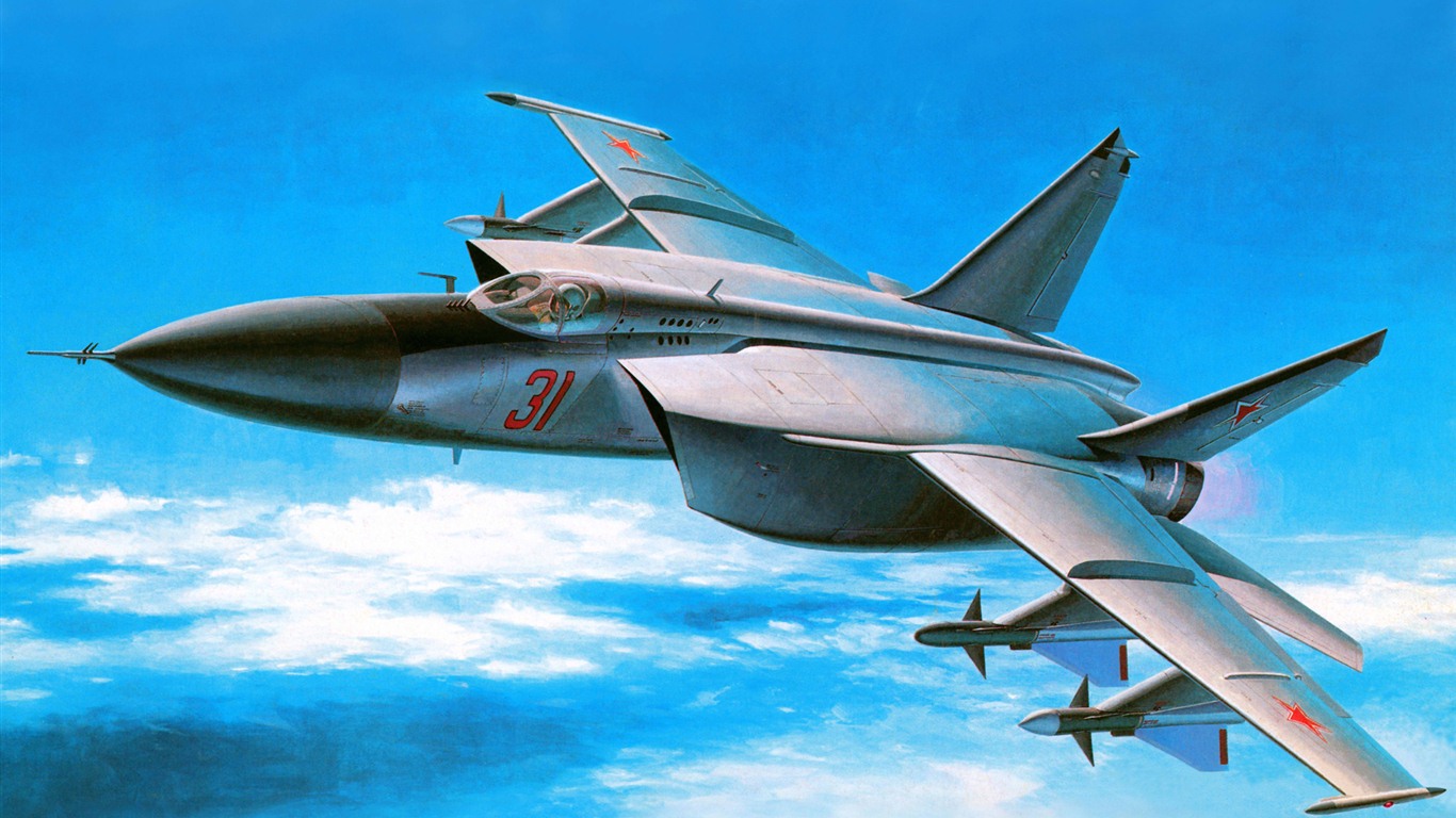 空中飛行的軍用飛機 精美繪畫壁紙 #5 - 1366x768