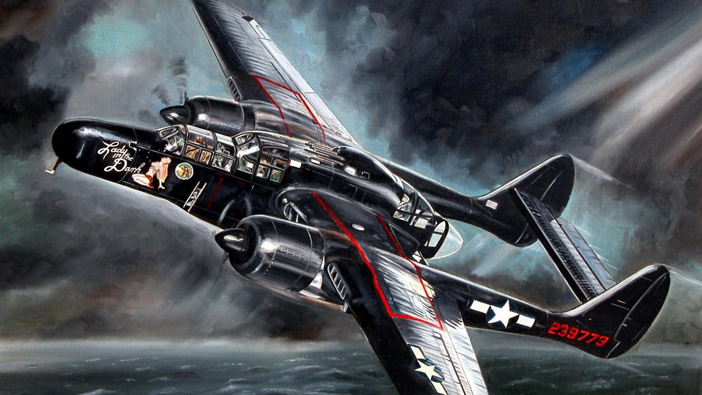 空中飛行的軍用飛機 精美繪畫壁紙 #10 - 1366x768