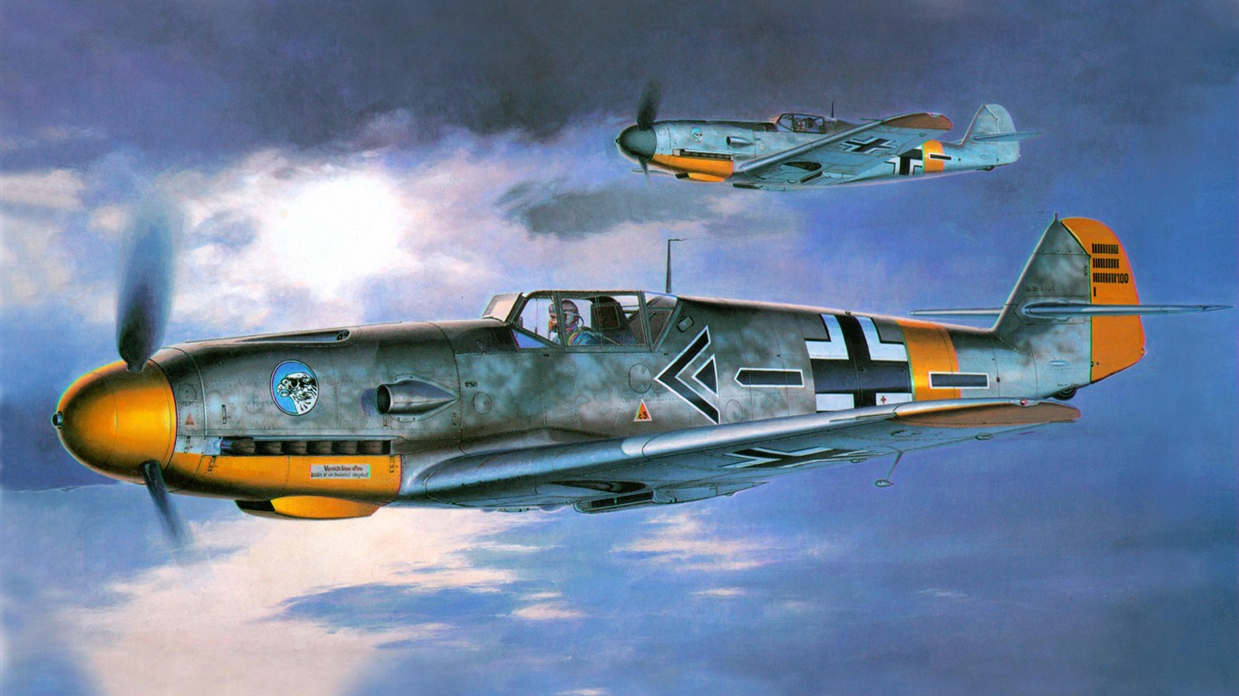 空中飞行的军用飞机 精美绘画壁纸11 - 1366x768