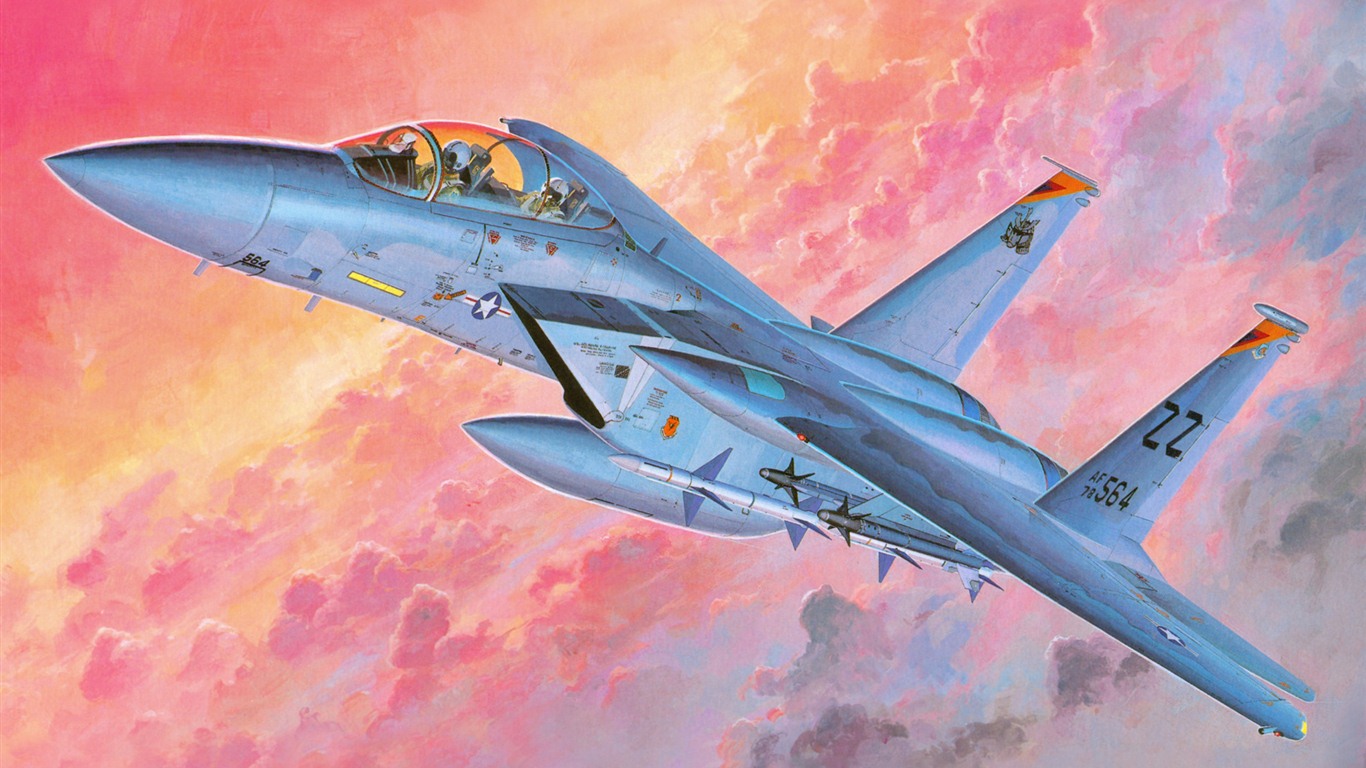 Militärflugzeuge Flug exquisite Malerei Tapeten #15 - 1366x768
