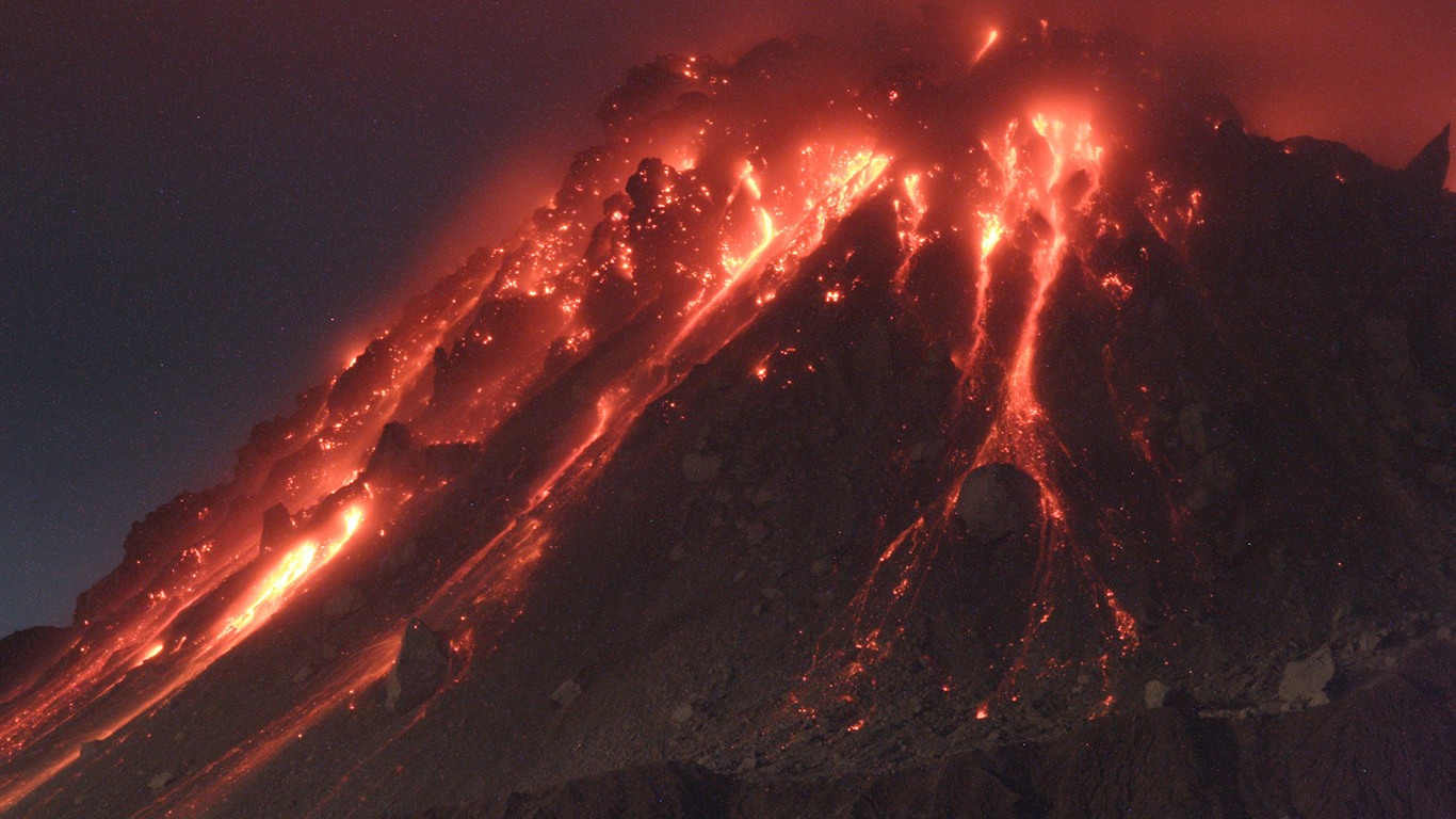 壮大な風景の壁紙の火山噴火 #1 - 1366x768
