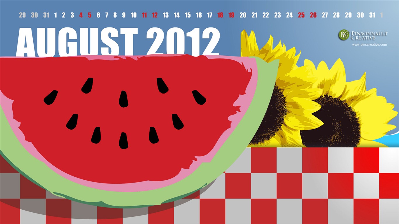2012年8月 月曆壁紙(一) #6 - 1366x768