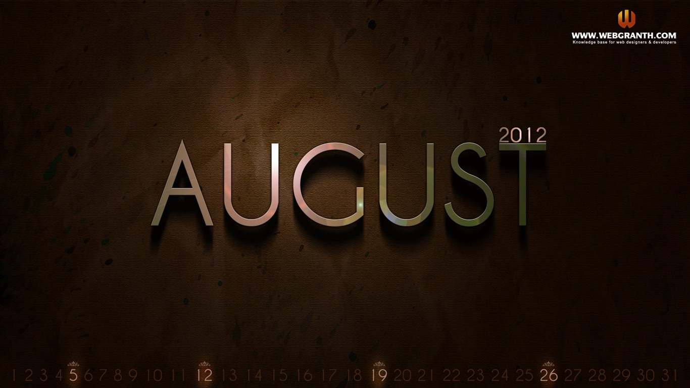 Calendario de agosto de 2012 fondos de pantalla (1) #7 - 1366x768