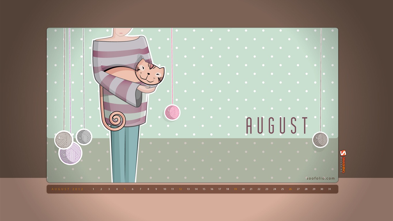 August 2012 Calendar wallpapers (1) #12 - 1366x768