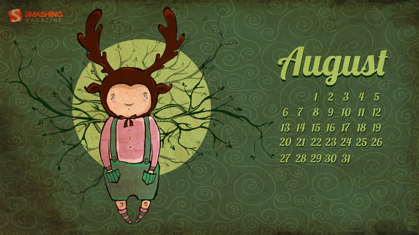 2012年8月 月曆壁紙(一) #15 - 1366x768