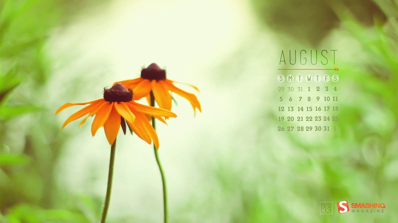 2012年8月 月曆壁紙(二) #1 - 1366x768