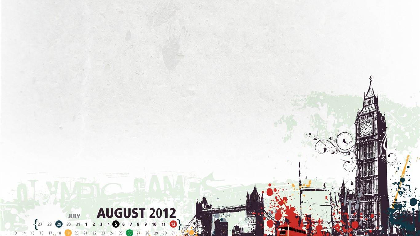 August 2012 Kalender Wallpapers (2) #6 - 1366x768