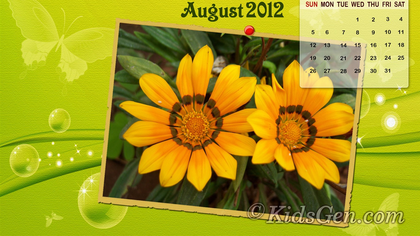August 2012 Calendar wallpapers (2) #13 - 1366x768