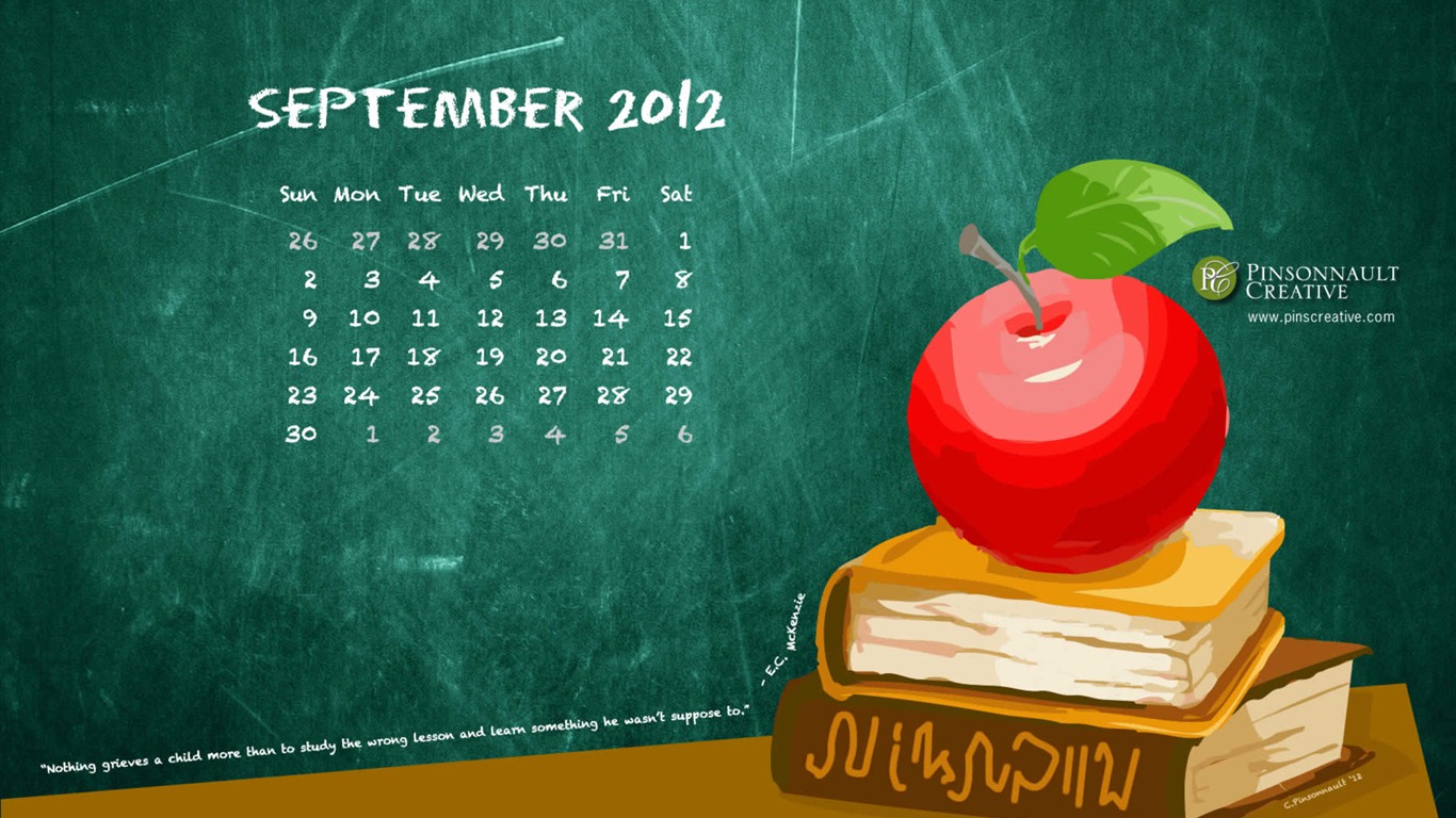 2012年9月カレンダー壁紙（1） #9 - 1366x768