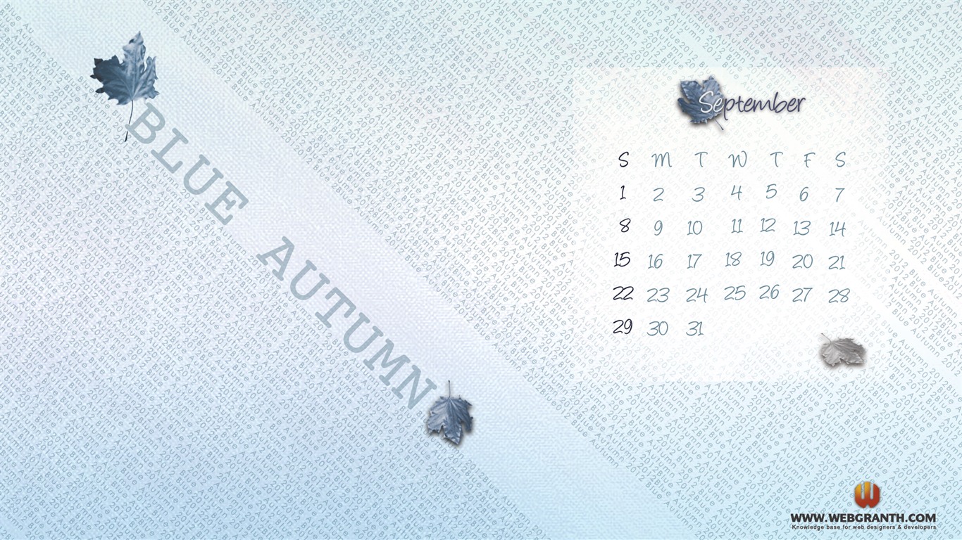 2012年9月 月历壁纸(一)12 - 1366x768