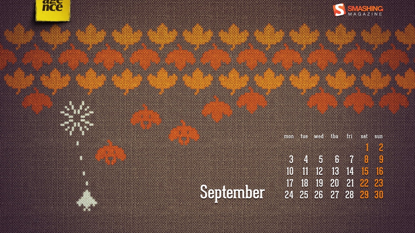 09 2012 Calendar fondo de pantalla (1) #15 - 1366x768